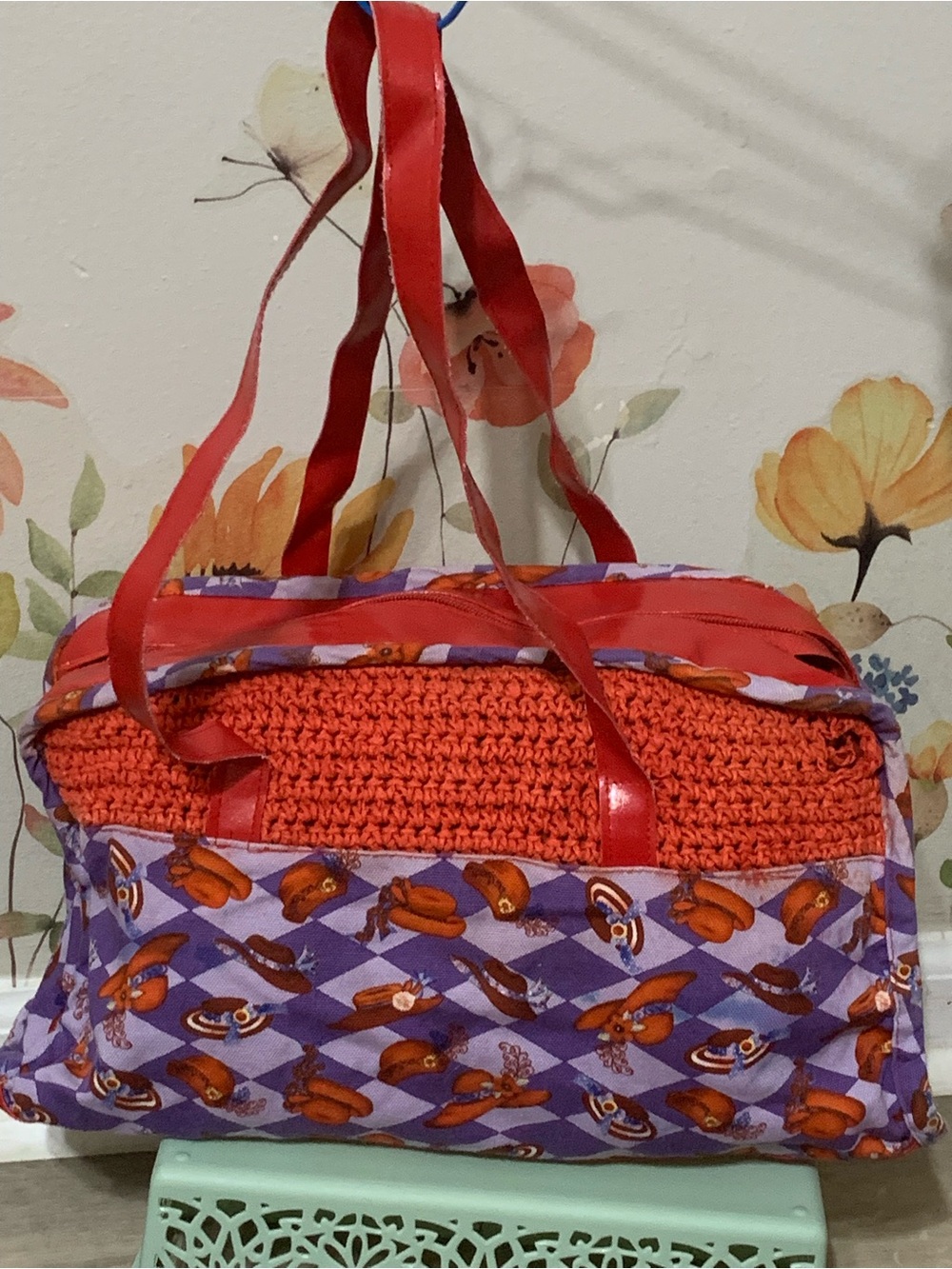 🌸 Red Hat Society Crochet Accent Purse